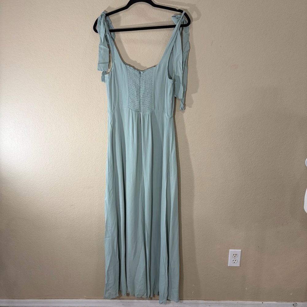 Reformation Celadon Green Blue Westerly Tie Strap Maxi Gown Dress Sz 10 Wedding - Picture 9 of 16